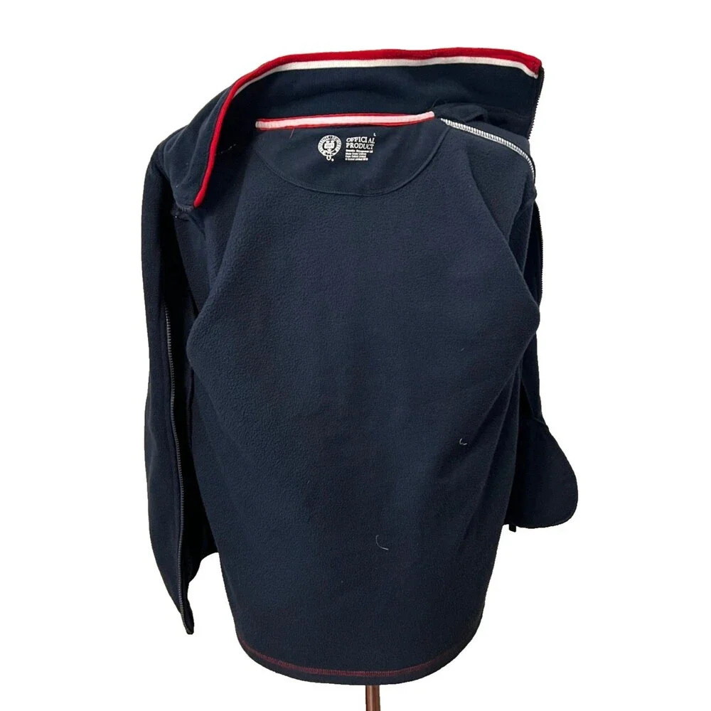 Oxford University Mens L Fleece Jacket Full Zip Sweatshirt Navy Blue Knit Collar